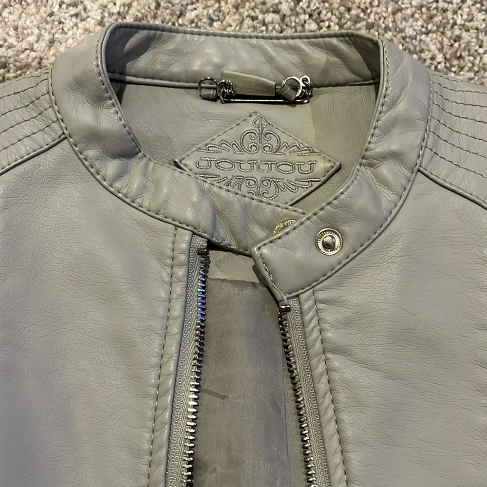 Jou Jou Girls PU Leather Jacket Sz M (8-10)